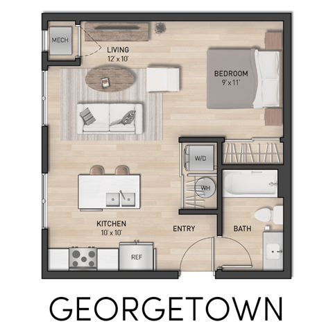 Studio Apartment floor plan in Hudsonville, MI